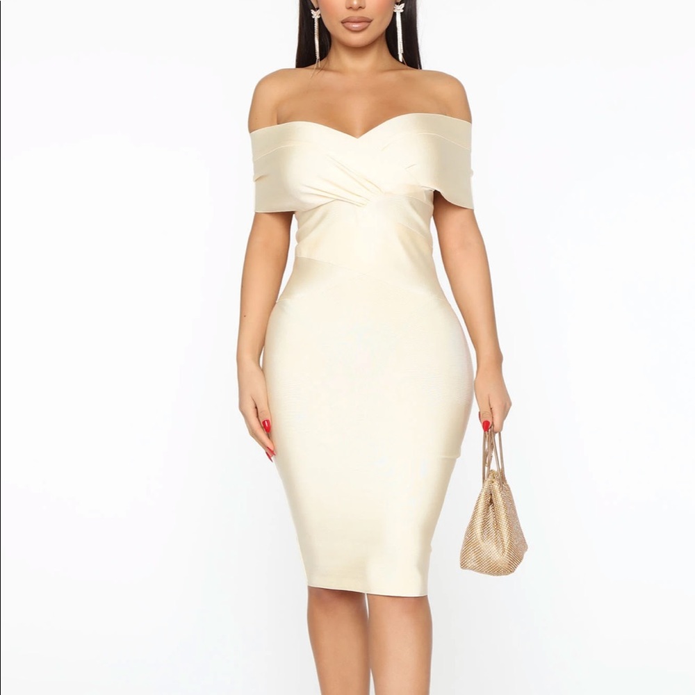 Dolled Up For You Bandage Mini Dress - Ivory